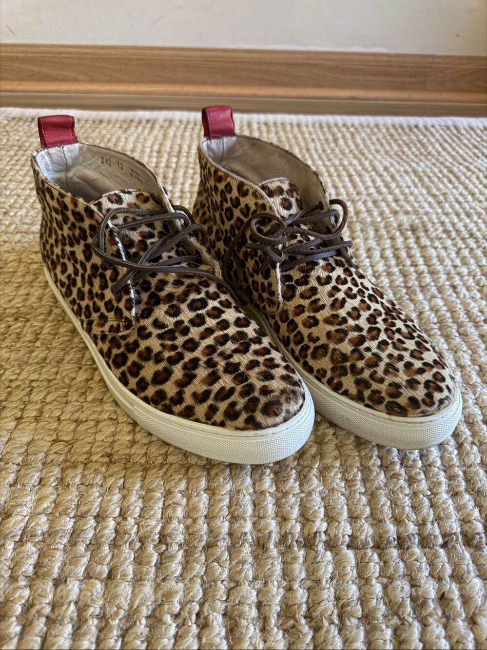 Del Toro Shoes Leopard Pony Hair Chukka Sneakers women 12